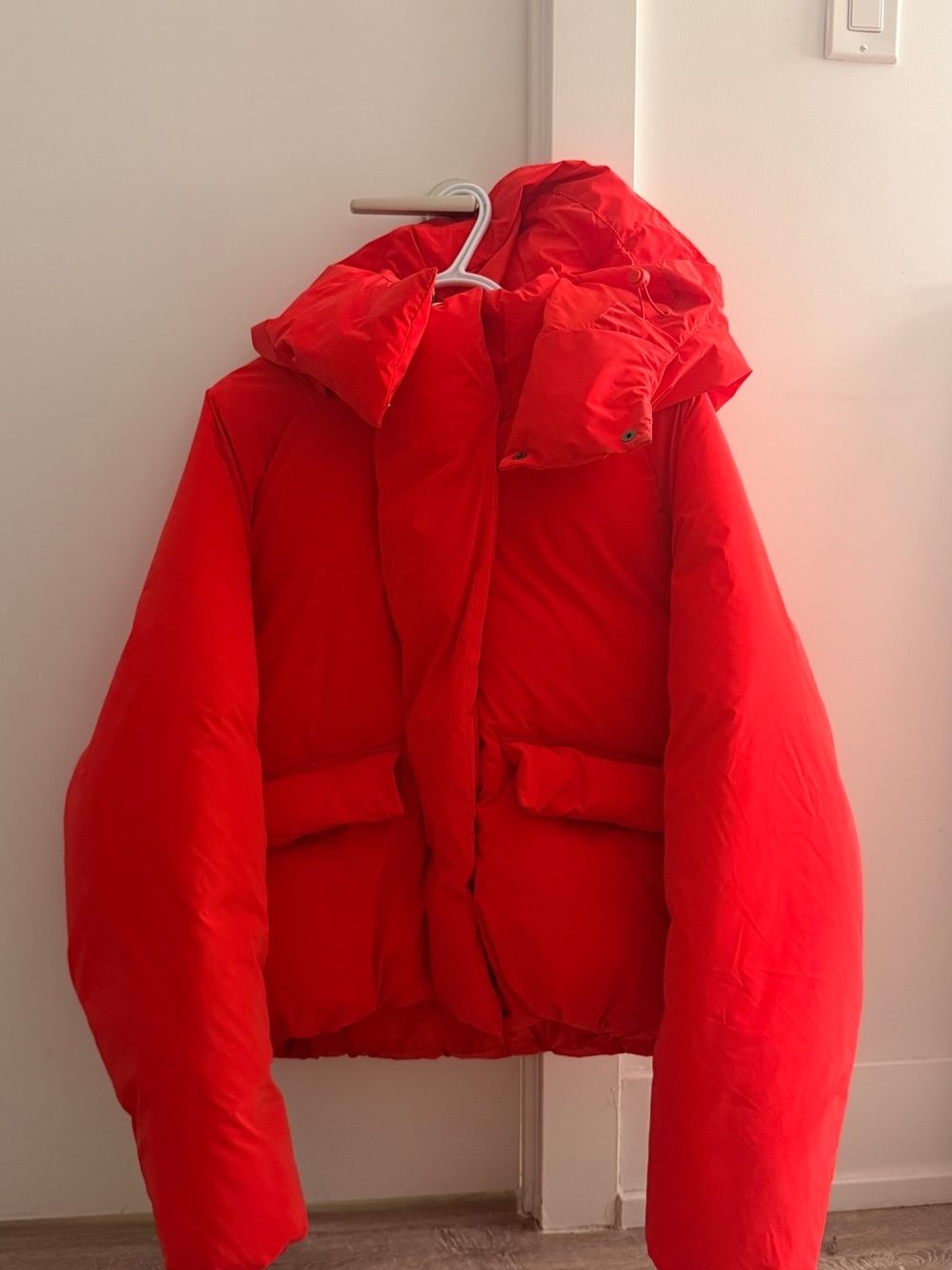 Khy Red Puffer Jacket with Hood